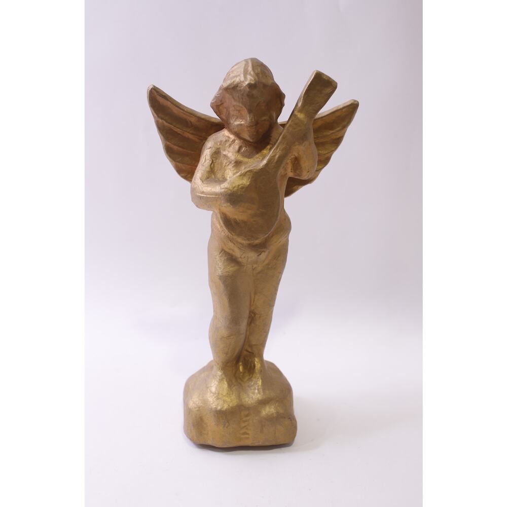 Paper Mache Cherub Playing a Lute, Figurine, Medium, Angel, Christianity, Colle